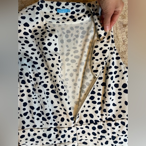 J. McLaughlin Front Zip Dress with Navy Spots size 2 - Picture 3 of 7